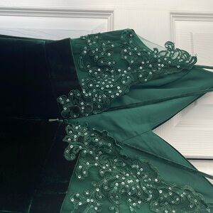 Green velvet strap gown stunning